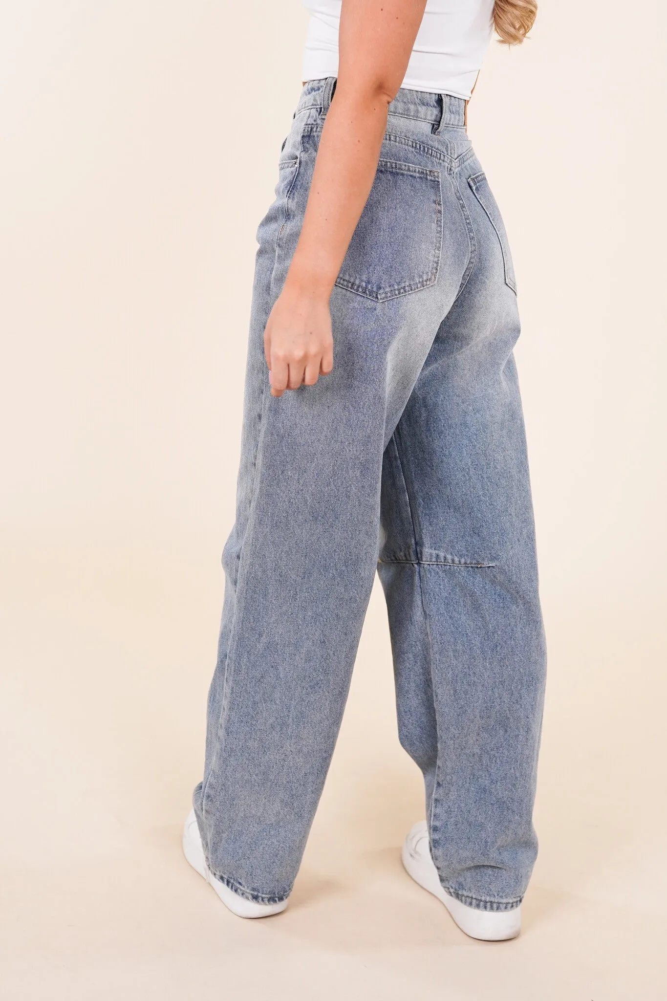 Baggy jeans met details blauw - Ginny