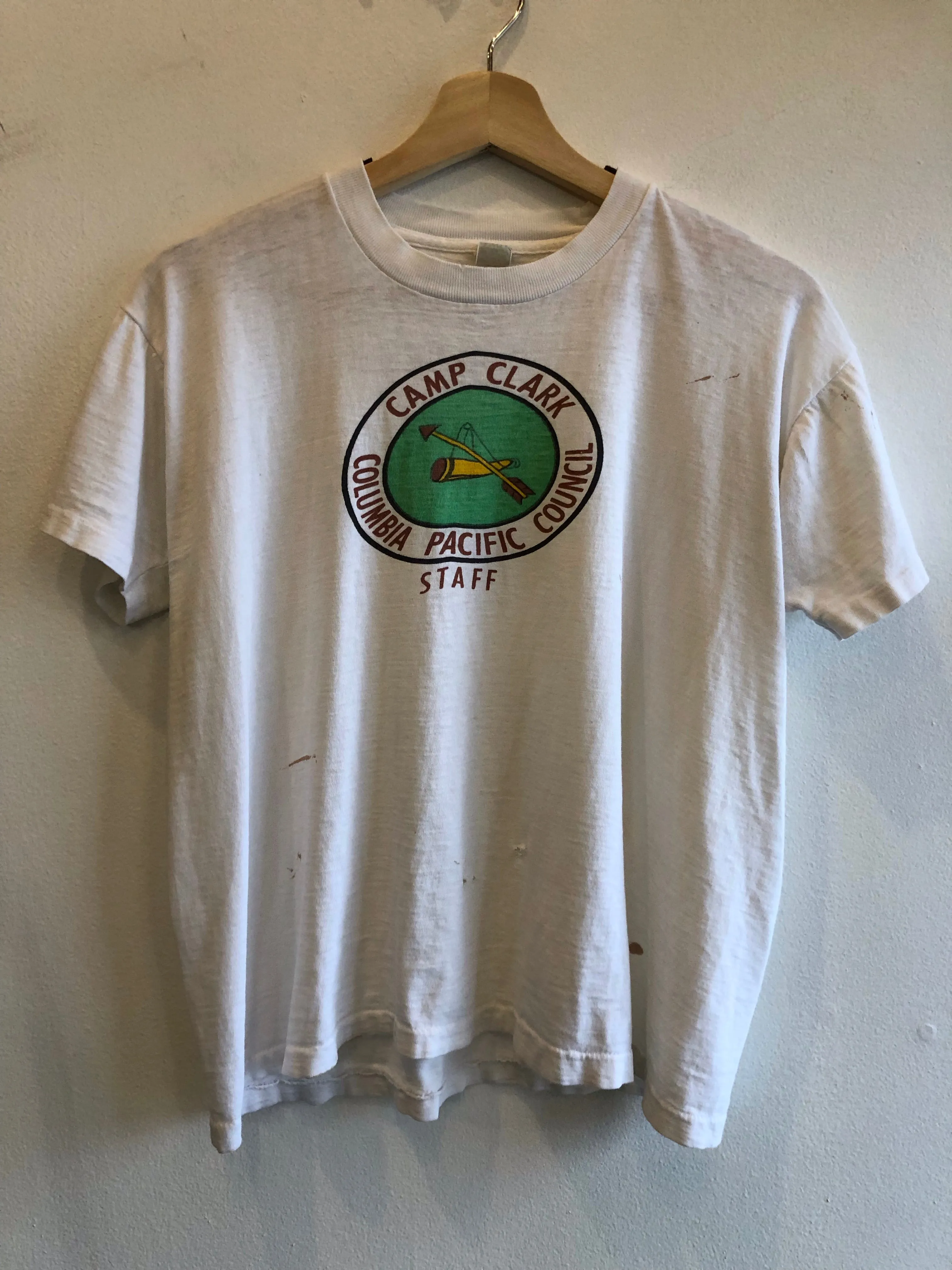 Vintage 1950s Boy Scouts Camp Staff Thrashed T-Shirt