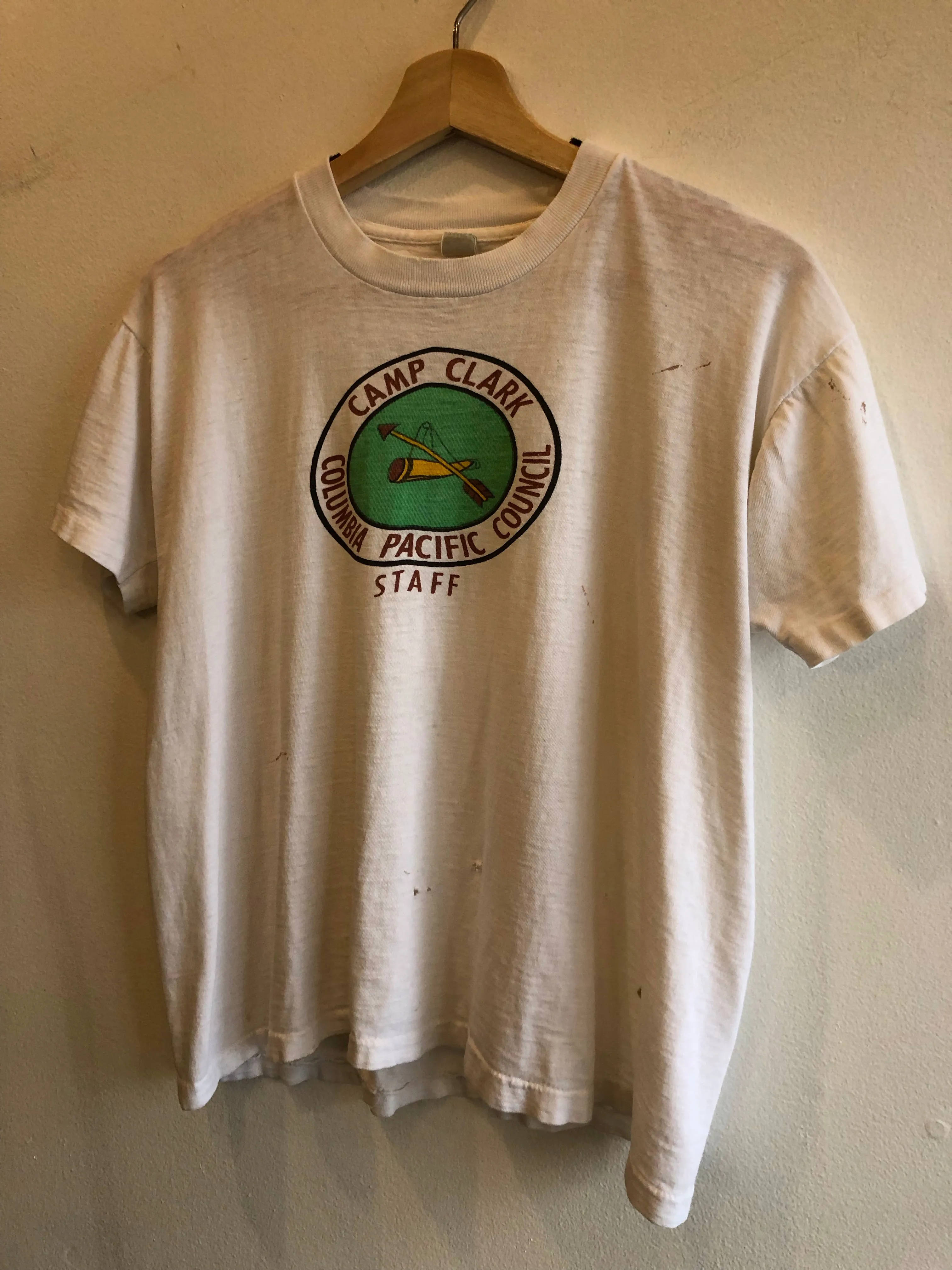 Vintage 1950s Boy Scouts Camp Staff Thrashed T-Shirt
