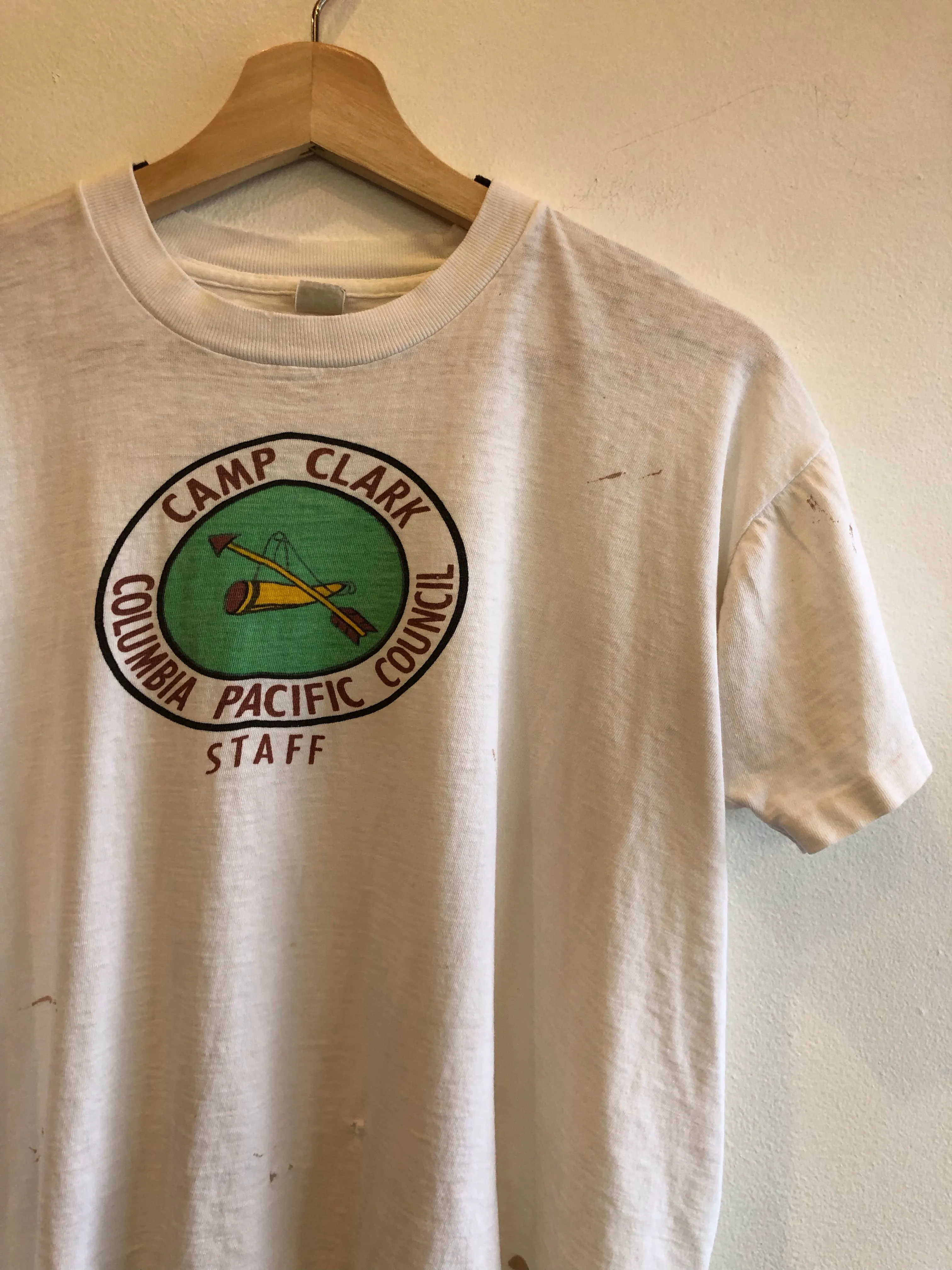 Vintage 1950s Boy Scouts Camp Staff Thrashed T-Shirt